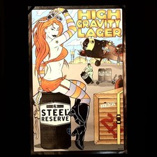 Steel Reserve — Frank Kozik — 2031 — Giant Beer Label — Chrome Foil 21.5 X 33.5 picture