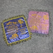 Vintage Niagara Falls Canada Mother Dad Satin Souvenir Pillow Covers Pair Fringe picture