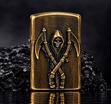 Vintage Style Brass Reaper Design Custom Handmade Lighter picture