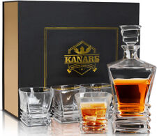 KANARS Crafted Liquor Decanter Set w/ 4pcs Whiskey Bourbon Glasses for Men picture
