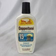 Vtg 1997 COPPERTONE Sunblock Lotion 10 Fl. Oz. Retro Plastic Bottle Suntan Prop picture