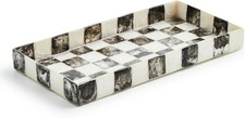 MACKENZIE-CHILDS Capiz Vanity Tray, Rectangular Tray Decor, Black Courtly Check picture