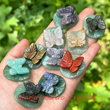 5pcs Mix Natural Quartz Butterfly Hand-carved Crystal skull Reiki Healing Gift picture