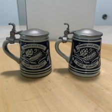 Pair Vtg Gerz W Germany Mini Lidded Beer Stein Hopfen und Malz Schnapps Cup 2.5” picture