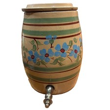 VTG Marshall ? Pottery 3 Gal Stoneware Water Dispenser Hand Painted Floral Crock picture