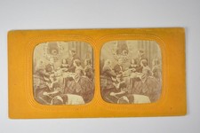 Family Group Tea Table Dog Victorian Interior EL Tissue Stereoview picture