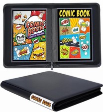 Comic Book Binder, 24+ Pockets Comic Book Storage Album, Premium PU Leather Comi picture