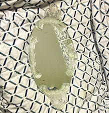 Oval Clear Pressed Glass Vanity Tray with Ornate Decorative Handles picture