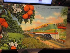 B2 Vintage Old FLORIDA Postcard Streamliner Orange Blossom Special Train Engine picture