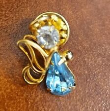 VTG Gold Toned Enameled Lapel Hat Pin Angel With Jewels picture