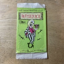 1990 BEETLEJUICE Factory Sealed Pack of 5 Cards Plus 1 Glow Sticker picture