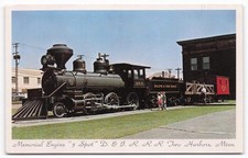Two Harbors MN Memorial Engine 3 Spot D&IR RR Steam Locomotive Postcard picture