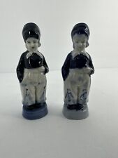 Vintage Dutch Boy Figurines Blue And White Set Of 2 Made In Japan Size 6” picture