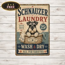 Schnauzer Laundry and Bathroom Wash Your Paws Pet Metal Tin Sign picture
