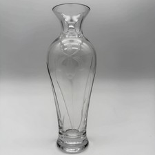 Vintage Clear Glass Bud Vase Etched Orchid Lenox Design Flared Rim 7.5