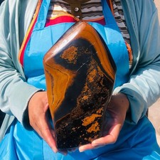 4.7 LB Natural Golden Tiger's Eye Polished Crystal Specimen Chatoyant Stone picture