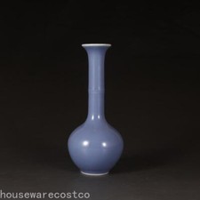 Chinese Blue Glaze Porcelain Slub Shape Vase Handmade Imitate Antiquity Vase picture