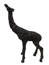 Vintage Brutalist Cast Iron Giraffe Figurine Heavy Textured Metal Statue 11.5