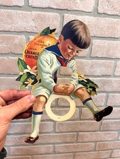 RARE Vintage c1927 Orange Crush Soda Pop Advertising Sipper Boy Bottle Topper  picture