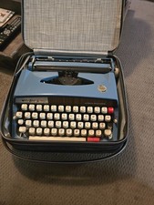 Vintage Brother Webster Blue XL-747 Manual Portable Typewriter w/ Case Cover picture