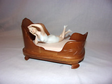 Antique German Bisque Risque Woman Doll On Carved Fruitwood Bed Beyond Sweet picture