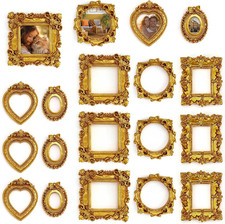 15 PCS Mini Vintage Frames, Tiny Resin Antique Frames, Small Gold Picture Photo picture