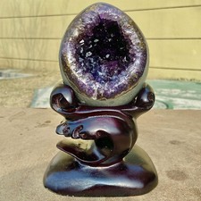 2.79LB Natural beautiful amethyst Dinosaur egg Quartz Crystal specimen healing picture