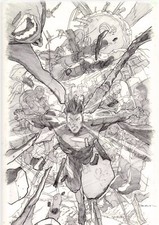 KERON GRANT DC COMICS ABSOLUTE SUPERMAN ORIGINAL ART PRELIMINARY COVER PENCIL picture