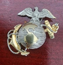 VINTAGE 1/20 10K(KARAT) GOLD FILLED STERLING SILVER MARINES CORPS PIN BROOCH  picture