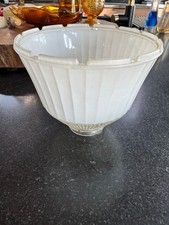 Vintage Mid-Century White Ribbed Milk Glass Light Shade Pendant Fixture Globe picture