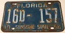 Vintage 1956 Florida License Plate 416D 157 Sarasota County North Port Venice picture