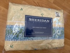 Vintage Sheridan Australia Light Yellow floral Queen Flat Sheet picture