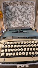 Vintage Smith-Corona Galaxie Deluxe Typewriter Blue Jewel Flower Case Very Good picture