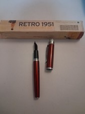 Vintage Retro 1951 Tornado Metallic Red Fountain Pen Iridium Nib IOB picture