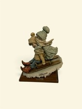 Giuseppe Armani “Winter Fun” Sledding Figurine Capodimonte PRISTINE CONDITION picture