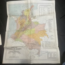 VINTAGE LOVELY MAP COFFEE DISTRICTS STEAMSHIP COMPANIES COLUMBIA COFFEE 1939 picture