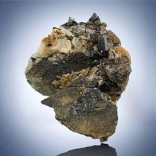Rare Allanite with Albite on Matrix Mineral Specimen From Zagi Mounts Pakistan picture