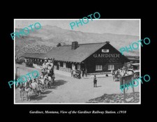 OLD LARGE HISTORIC PHOTO GARDINER MONTANA VIEW OF THE RAILWAY STATION c1910 picture