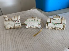 (3) 2000 Lenox fine ivory china train ornaments picture