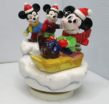 Vintage Schmid Disney Mickey Christmas Music Box FROSTY THE SNOWMAN Winter Games picture