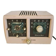 VTG Packard Bell 532 Stationized AM Vacuum Tube Analog Clock Radio Pink 50s READ picture