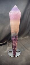 Jumbo Rainbow Fluorite Wand With Special “Hand” Stand 418 Grams picture