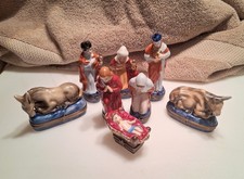 Limoges France Peint Main Porcelain 8 Piece Nativity Set picture