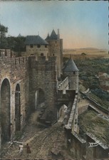 Carcassonne, France La Porte d'Aude, Medieval Ramparts Original Vintage Postcard picture