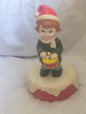Vintage 1973 Little Drummer Boy Wind-Up Plastic Windup Music Box picture