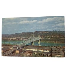Postcard Bridge Across The Ohio River At Ashland Kentucky Aerial View Chrome picture