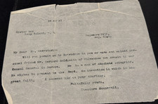 Theodore Roosevelt Sagamore Hill Typed Copy Letter Bernard Goldsmith Invention picture