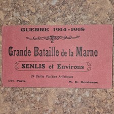 ANTIQUE Grande Bataille de la Marne FRENCH 1914-1918 WW1 POSTCARD BOOK of 24 picture