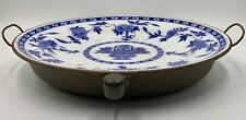 BLUE & WHITE PORCELAIN METAL WARMING DISH, UNKNOWN DATE, MAKER, POSSIBLY ENGLISH picture