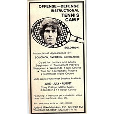 Curry College Tennis Camp Solomon, Overton, Gerulaitis Milton MA 1977 Ad AF3-Q1 picture
